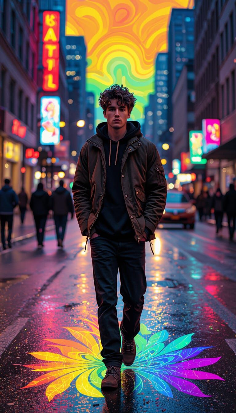 Man Walks Downtown at Night, Psychedelic Experience