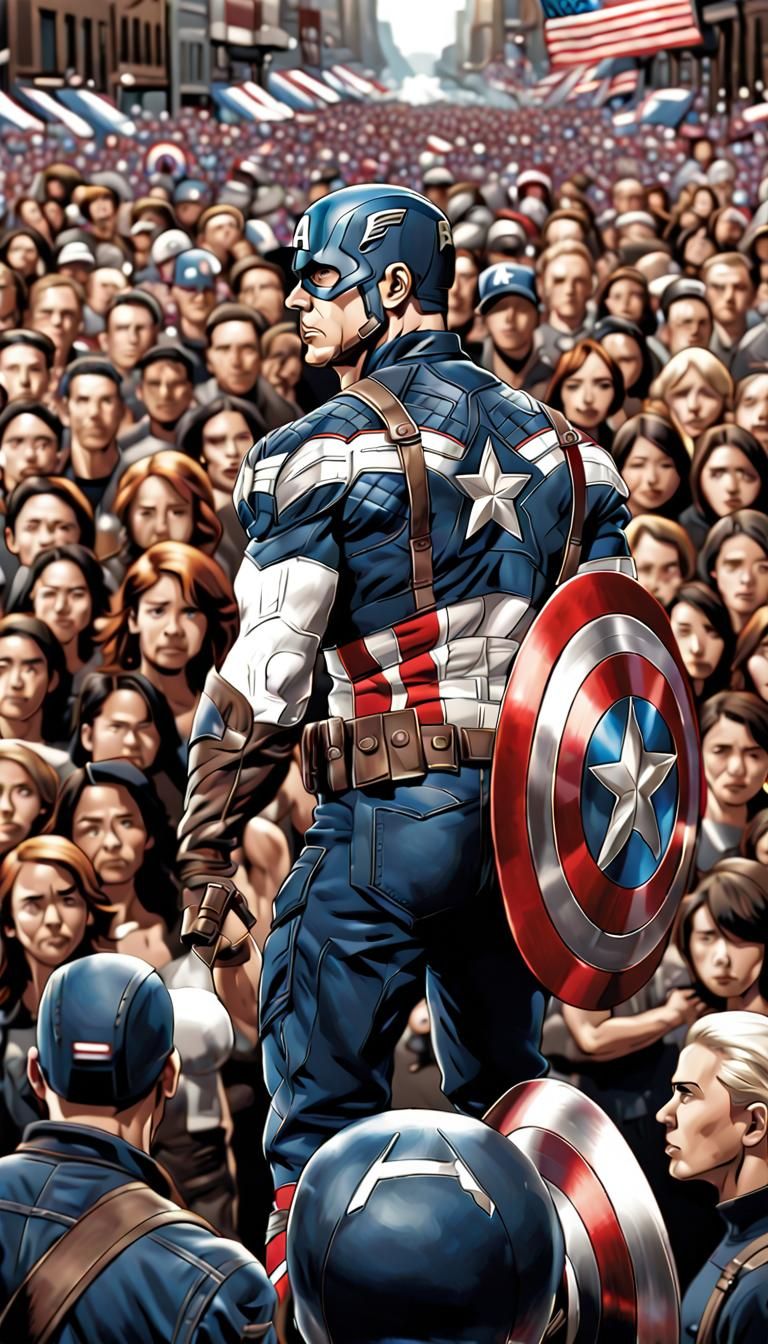 Captain America Rallies The Crowd