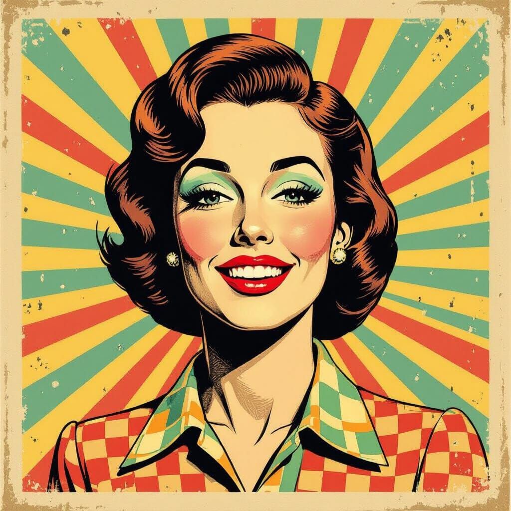 Retro Pop Ironic Portrait with Vintage Imperfections