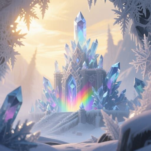 Crystal Kingdom in Winter Frost with Golden Hour Light