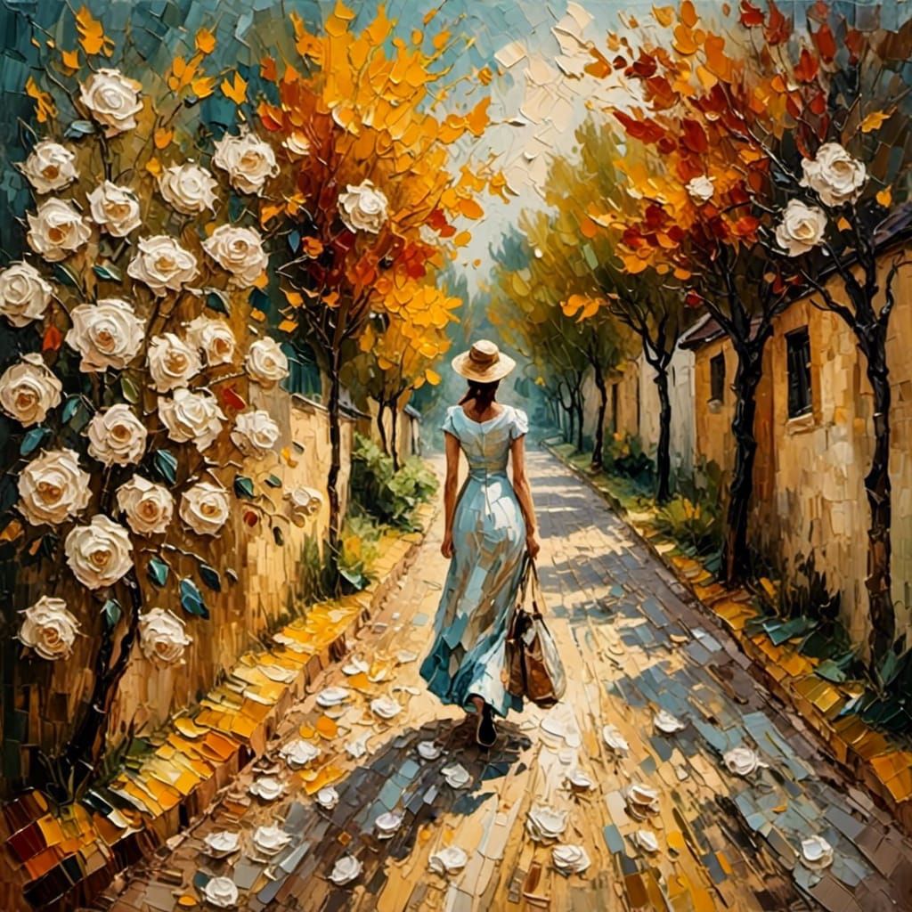 street of white roses