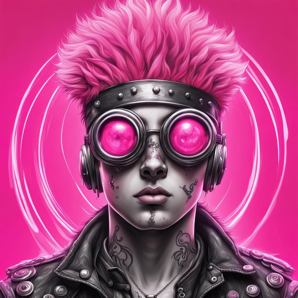 Neon Punk Drummer Boy Logo in 3D