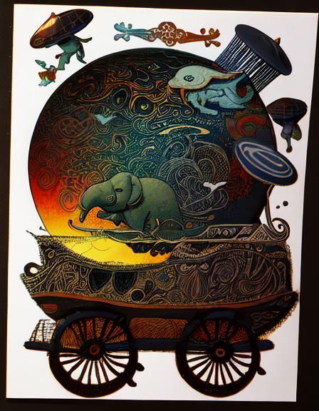 Elephants Play Tambourine in 3D Surreal Art