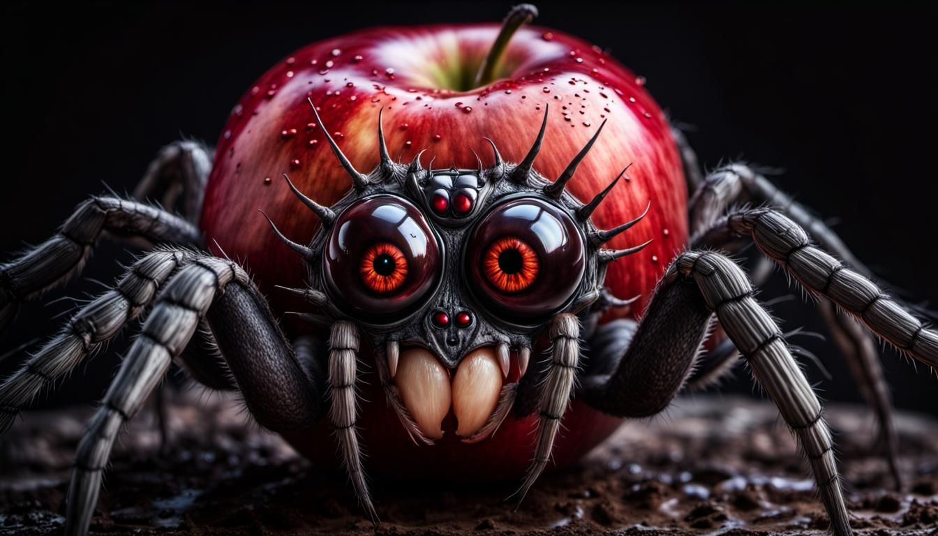 Hyperrealistic Spider-Apple Portrait in Sci-Fi Style