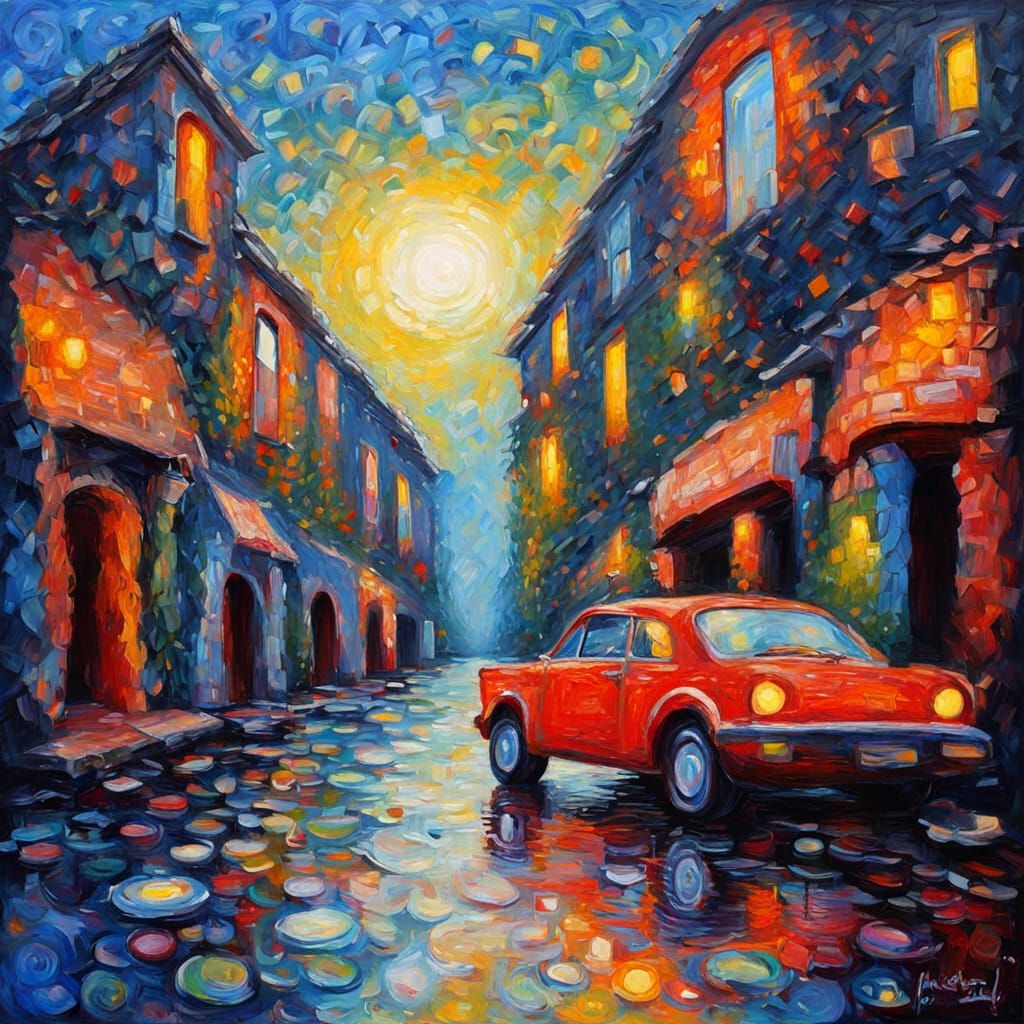 Psycho-Chromatic Neo-Impressionist Painting in a Tinkertoy C...