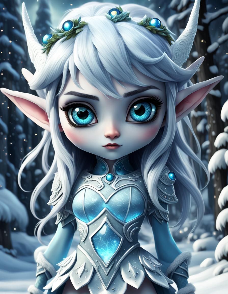 Hyperdetailed Frost Elf in Dark Fantasy Style