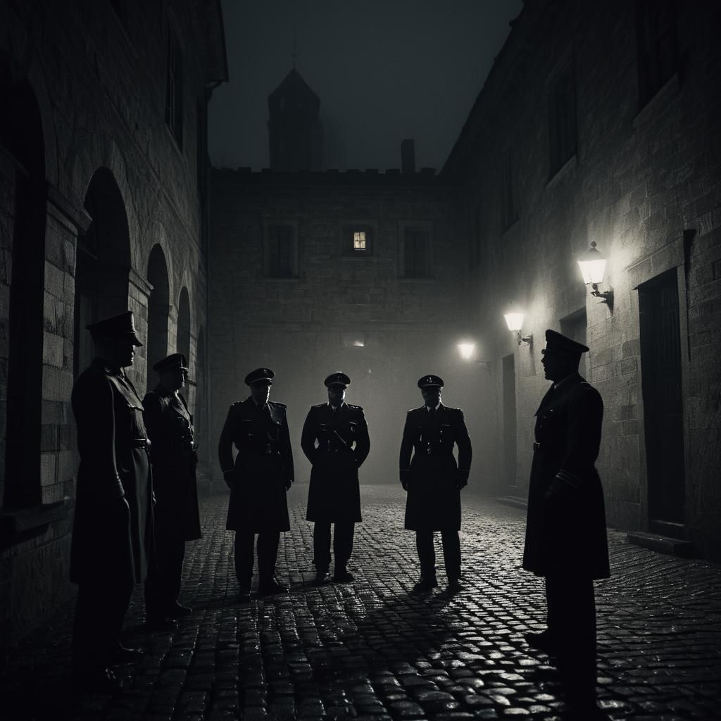 Film Noir: Nazi Officers' Secret Meeting in Stormy Castle