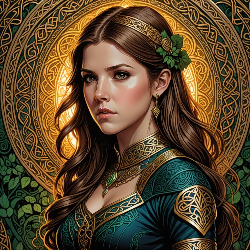 Anna Kendrick in Celtic Dress, Comic Book Art