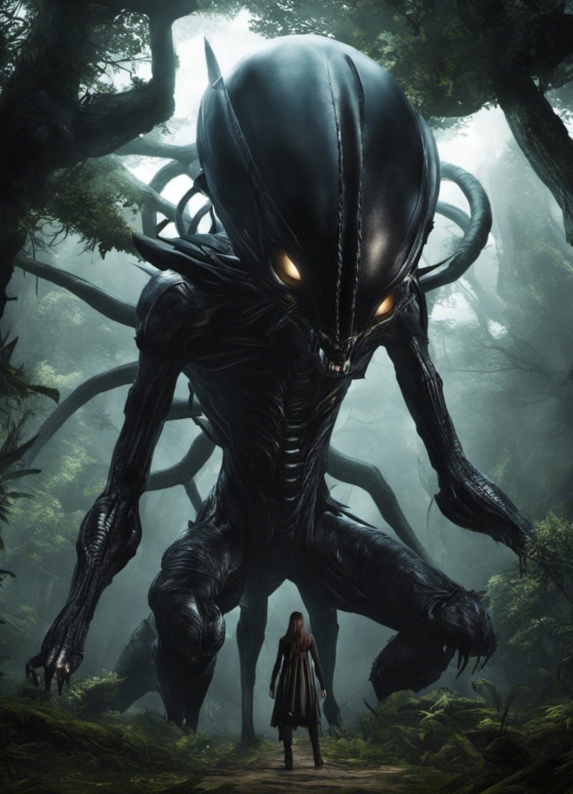 Slender Anthropomorphic Alien in Anime Style