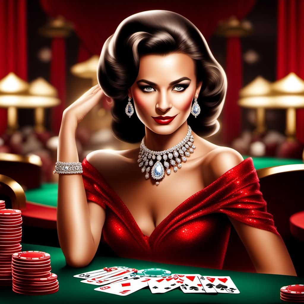 Elegant Woman Plays Blackjack in Casino