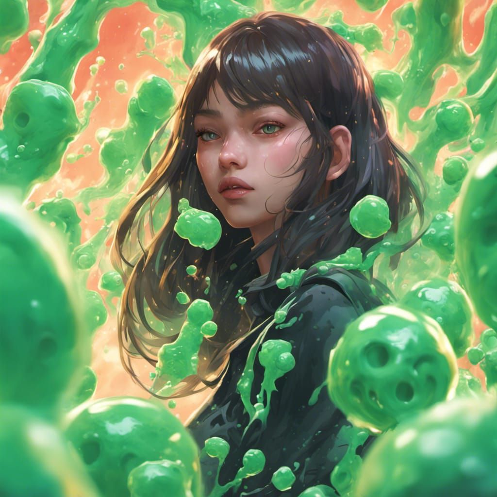 Woman Surrounded by Slime - Comic Book Style