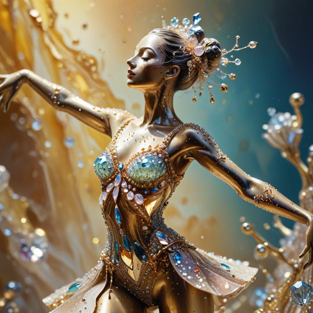 Jeweled Ballerina Figurine in Surreal Style