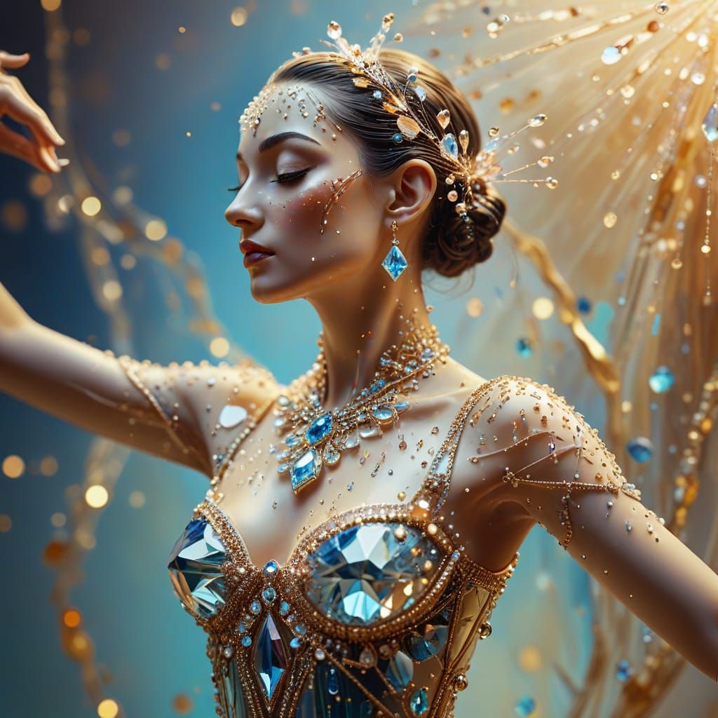 Jeweled Ballerina Figurine in Surrealist Style