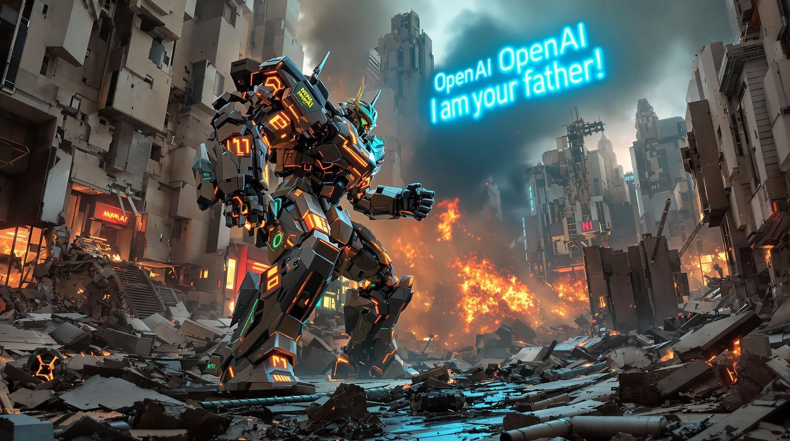 Gundam DeepSeek Unleashes Fury on OpenAI in Epic Urban Decay