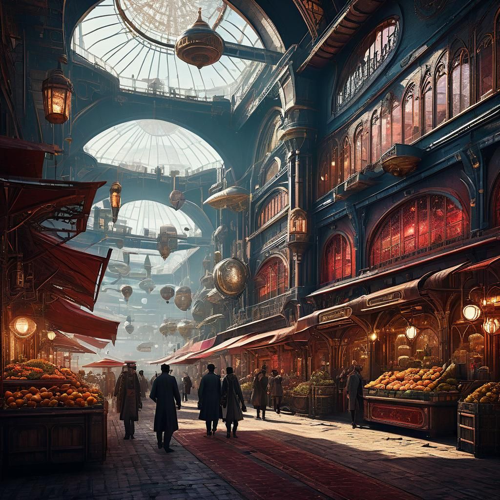 Sky-Bound Arabic Steampunk Open Market