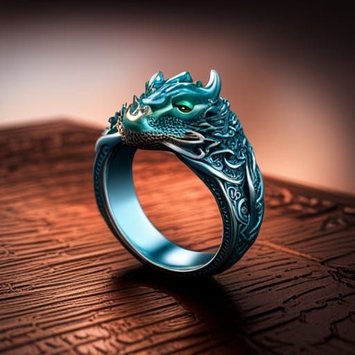 Antique Silver Ring with Sleeping Dragon