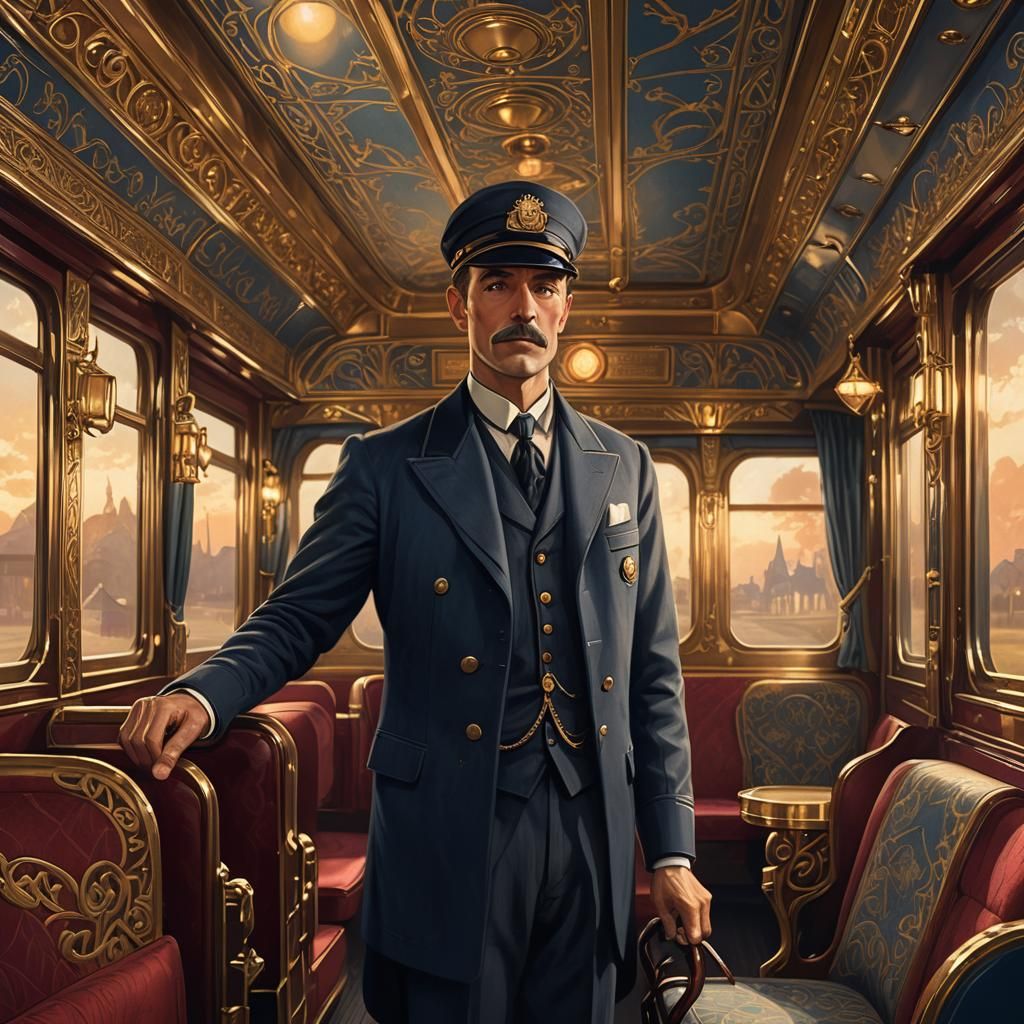 French Art Nouveau Train Conductor in 1935