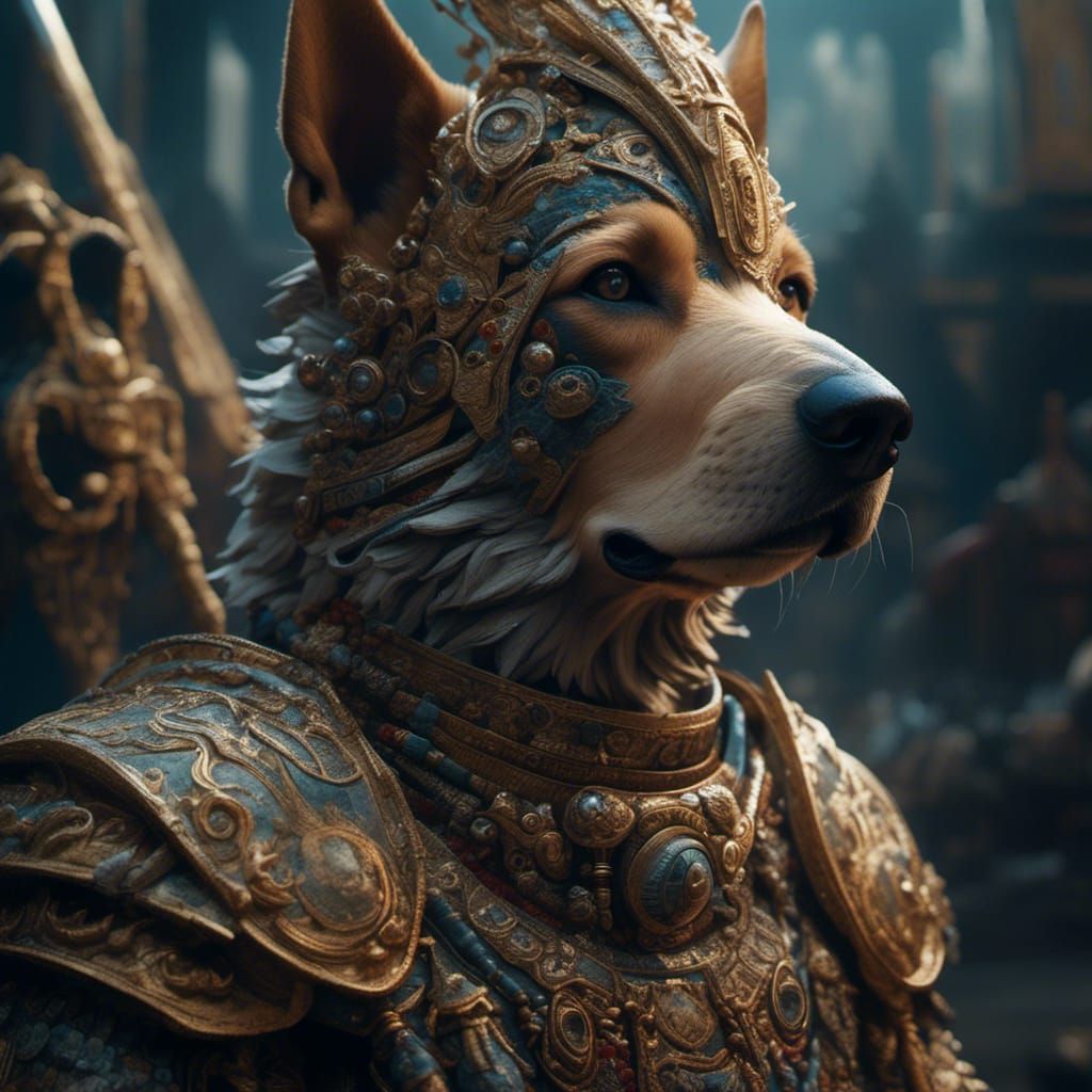 Epic Dog Soldier in Digital Matte Painting Style