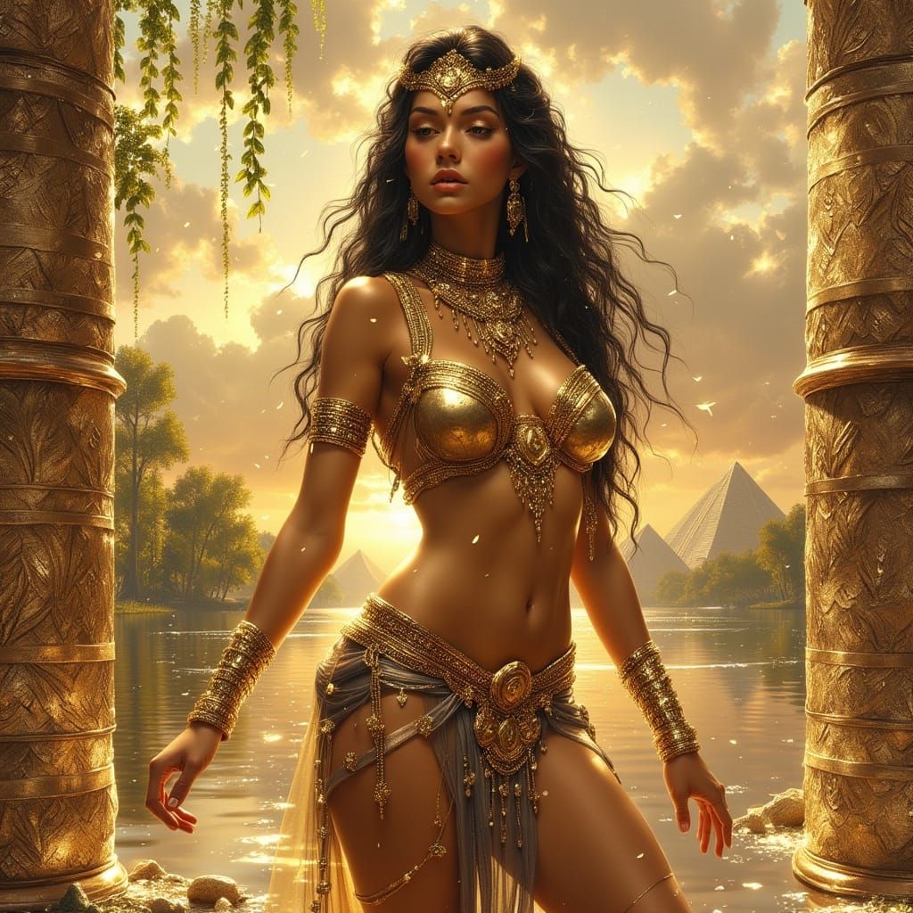 Sumerian Love Goddess Nanaya in Art Nouveau Style