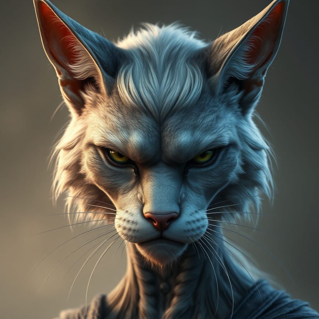 Majestic Feline Portrait in Surreal Style