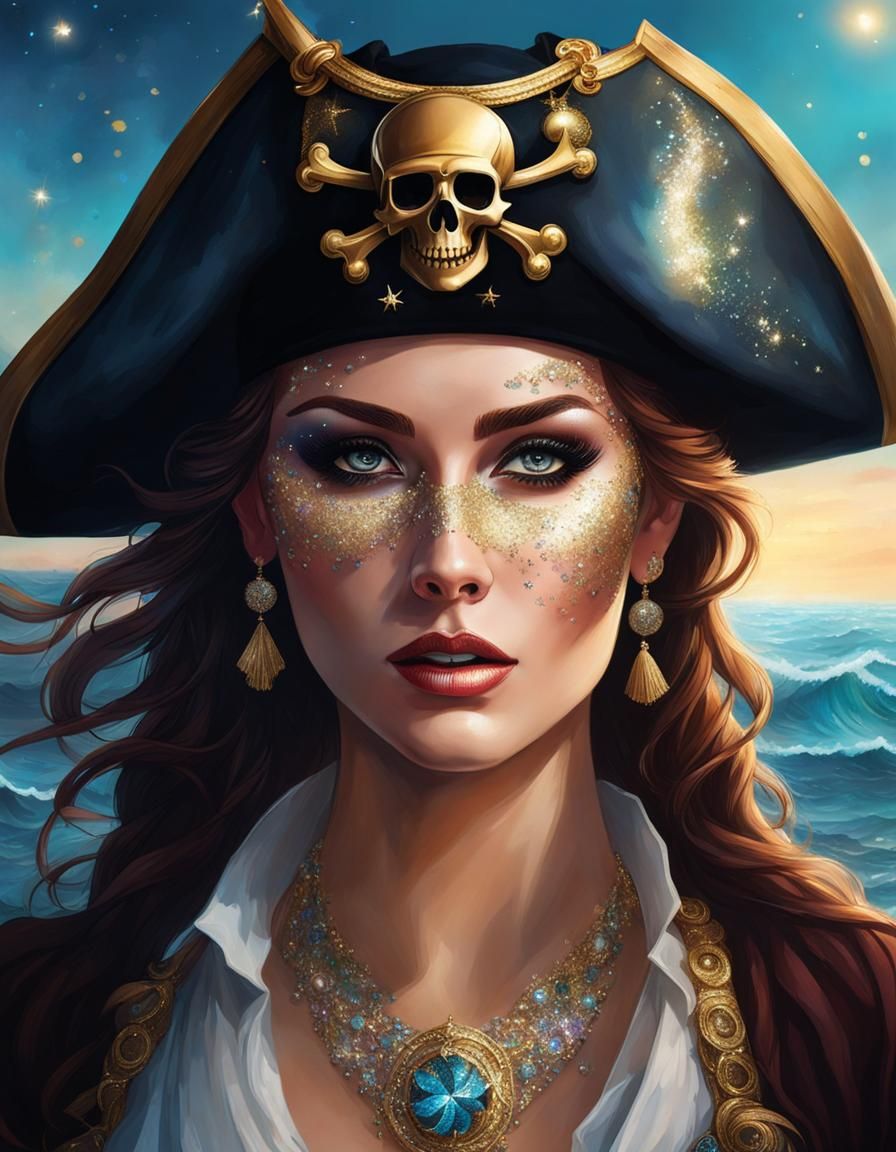 Glittering Pirate Portrait on the High Seas