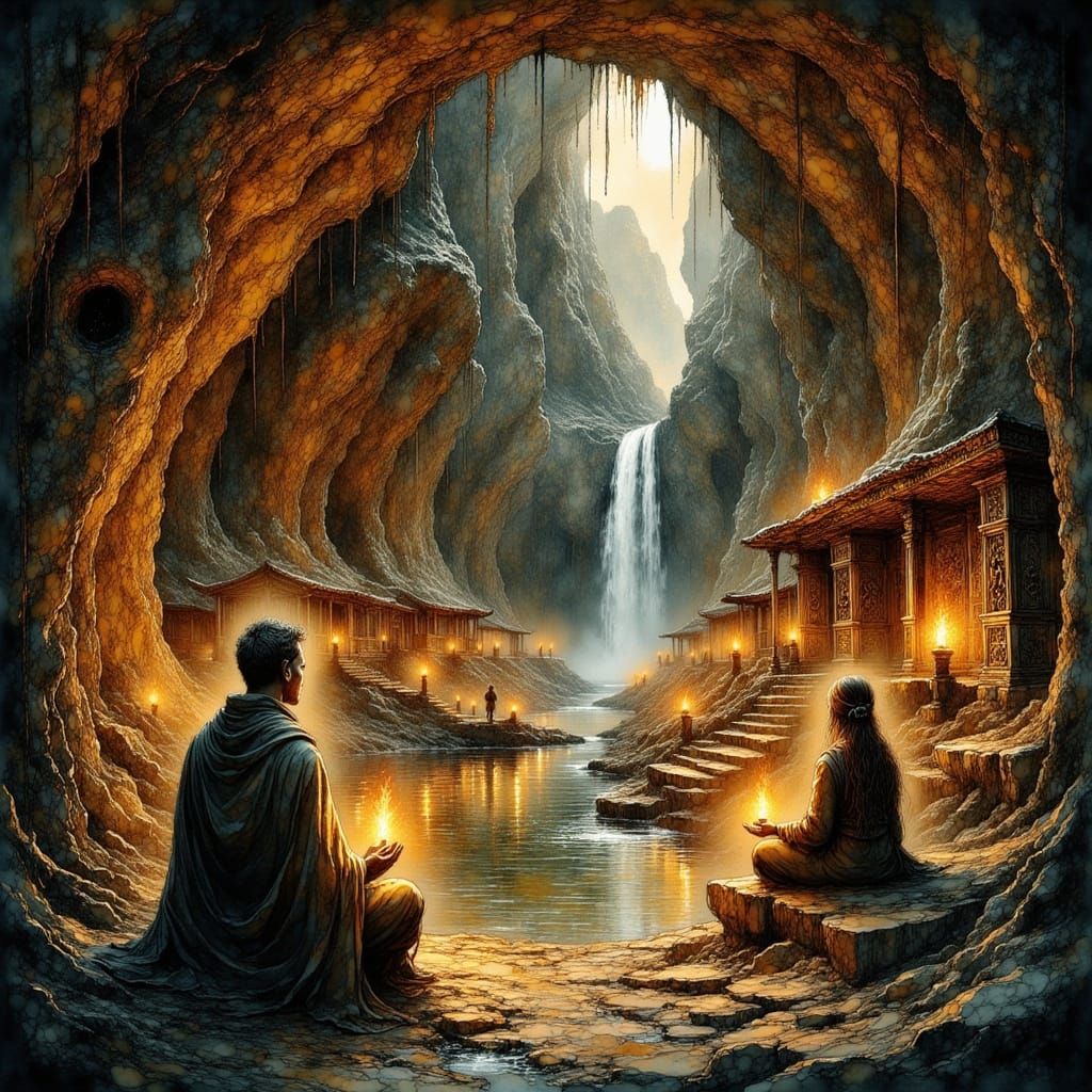 Ancient Subterranean Metropolis Unveiled in Golden Light