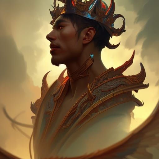 Heavenly Demon King Portrait in Hyperdetailed Digital Art