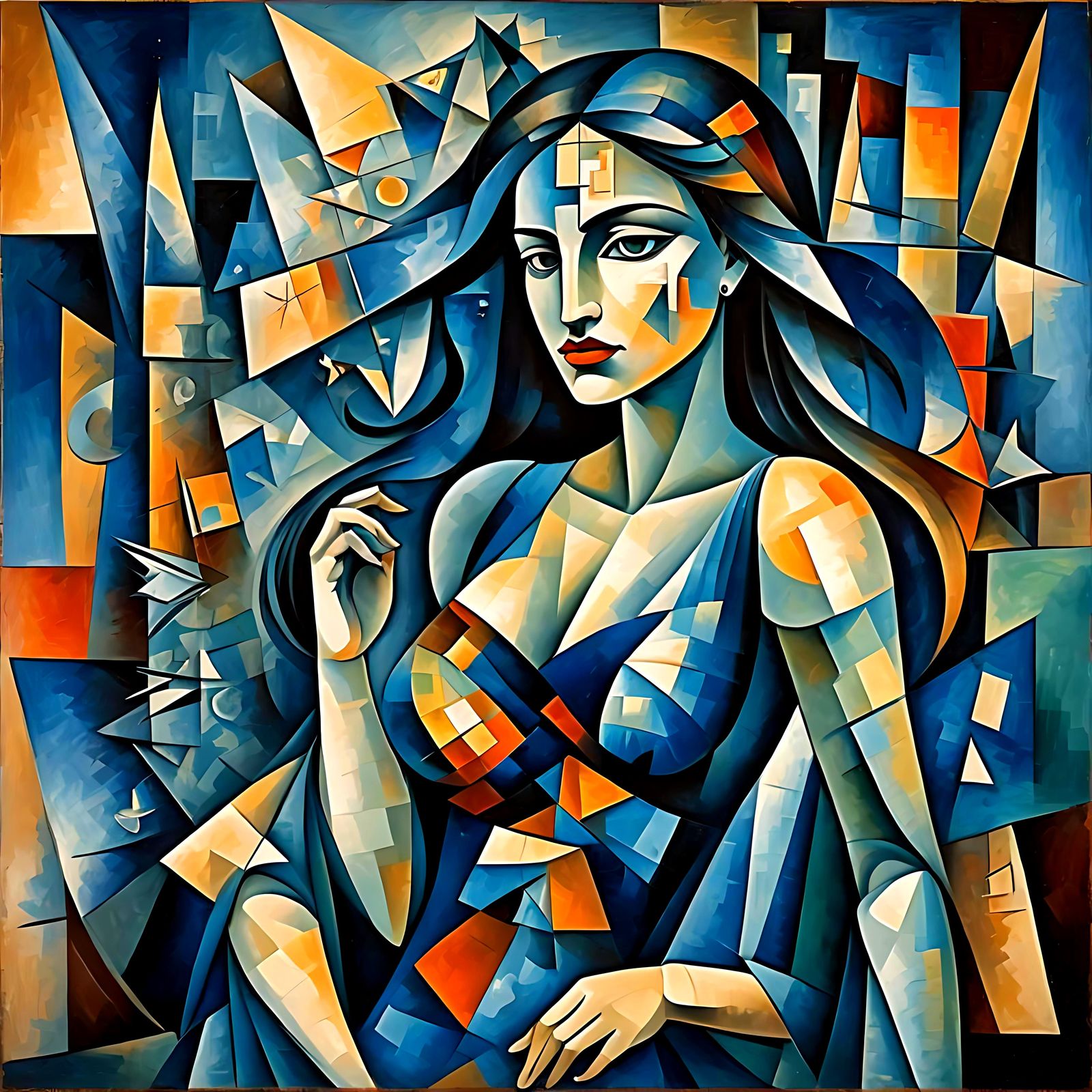 Cubist Goddess with Iridescent Textures as Science Fiction P...