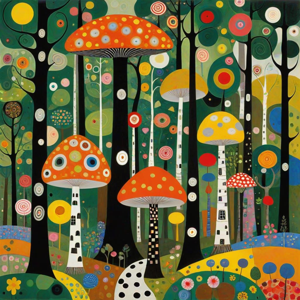 Happy Forest: Inspired by Hundertwasser and Klimt