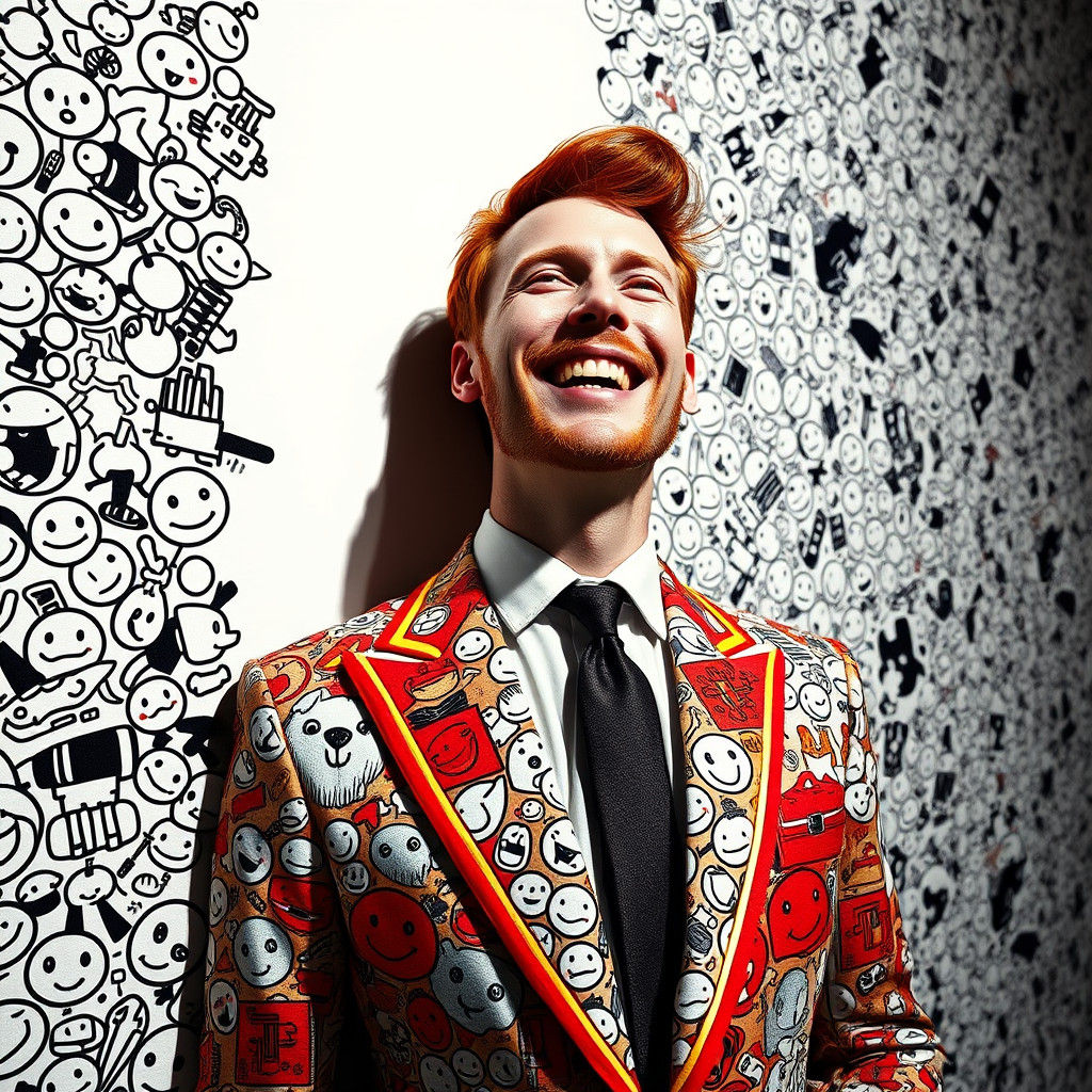 Doodle Suit Optical Illusion in Haute Couture Style