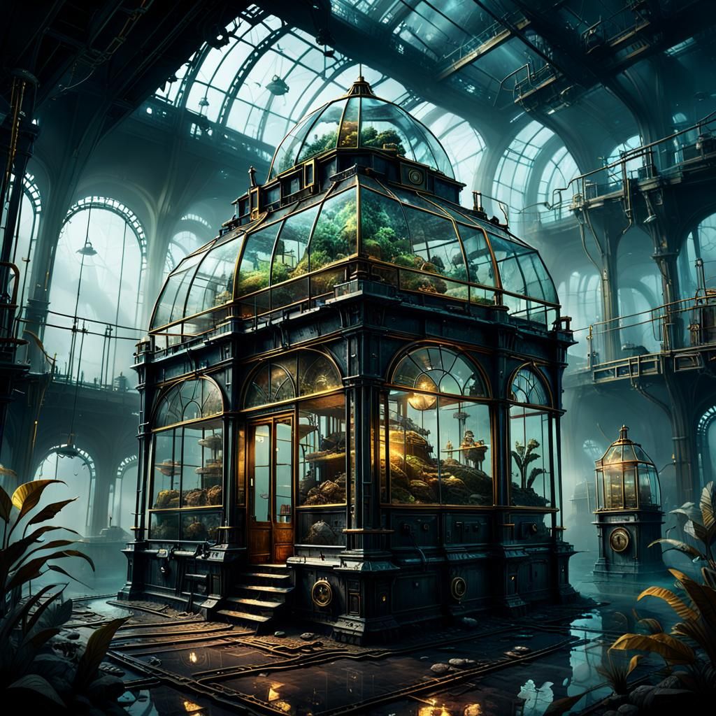 Steampunk Terrarium in Post-Apocalyptic Setting