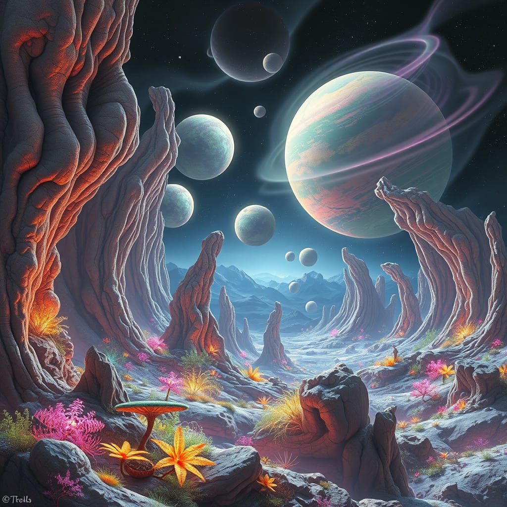 Dreamlike Alien Worlds in Vibrant, Bioluminescent Hues