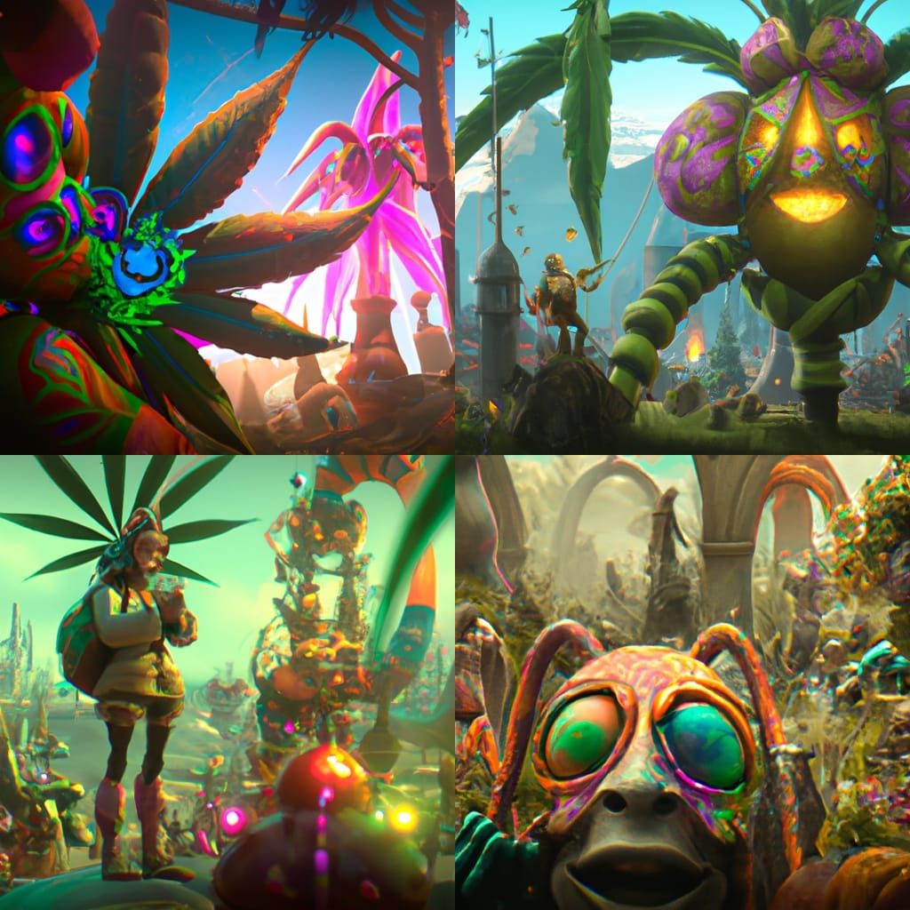 Cannabis Land Masquerade: Detailed Fantasy Art