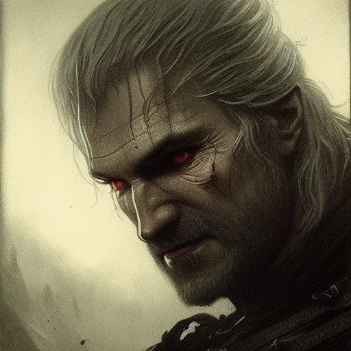Witcher Portrait in Gothic Horror Style