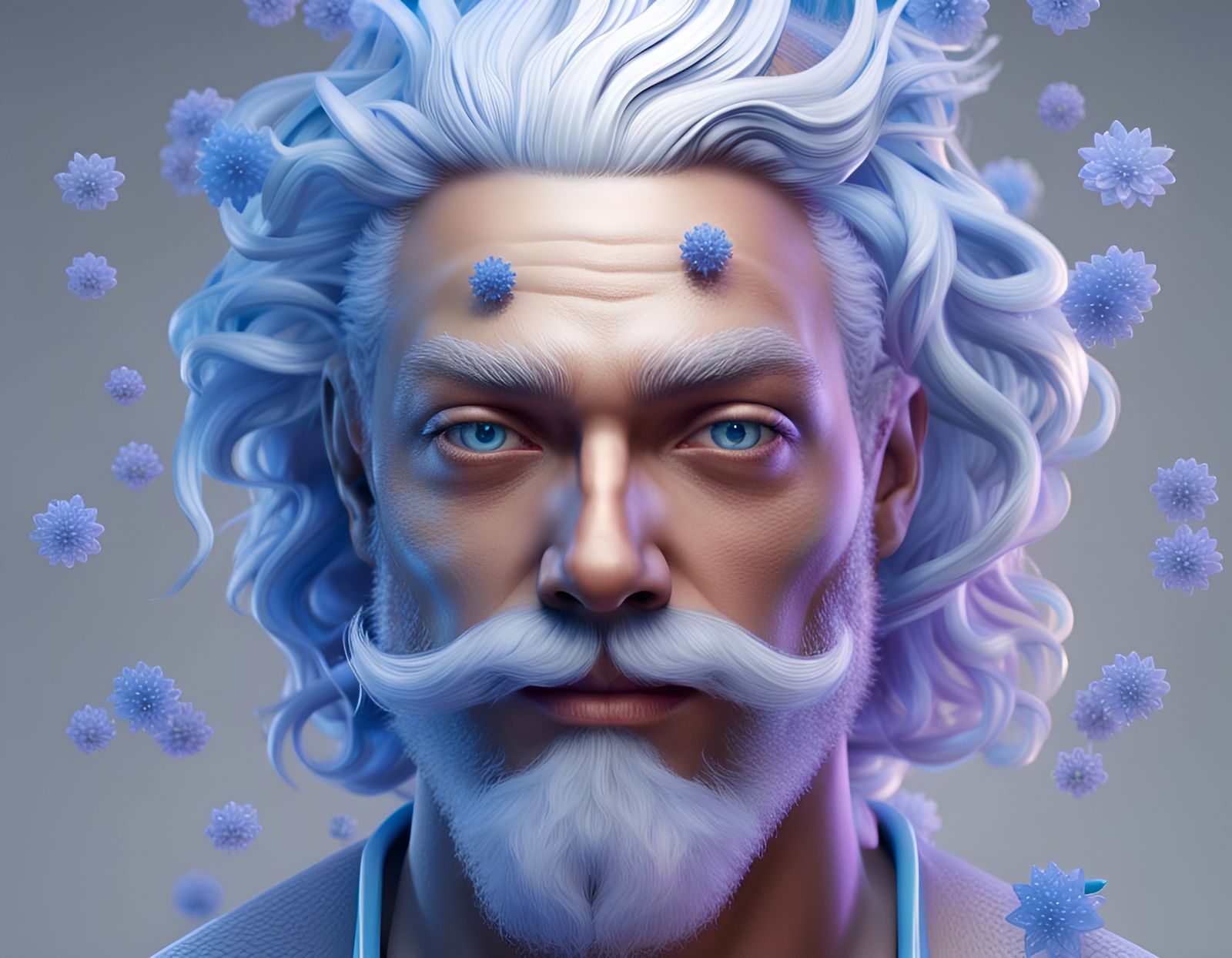 Colorful Man with Blue Eyes in Candy Art Style