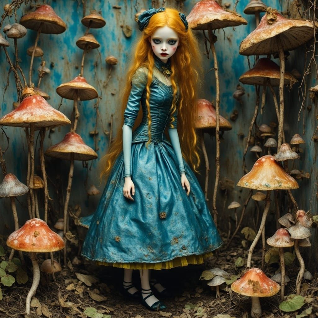 Claymation Alice in Wonderland in Whimsical Garden