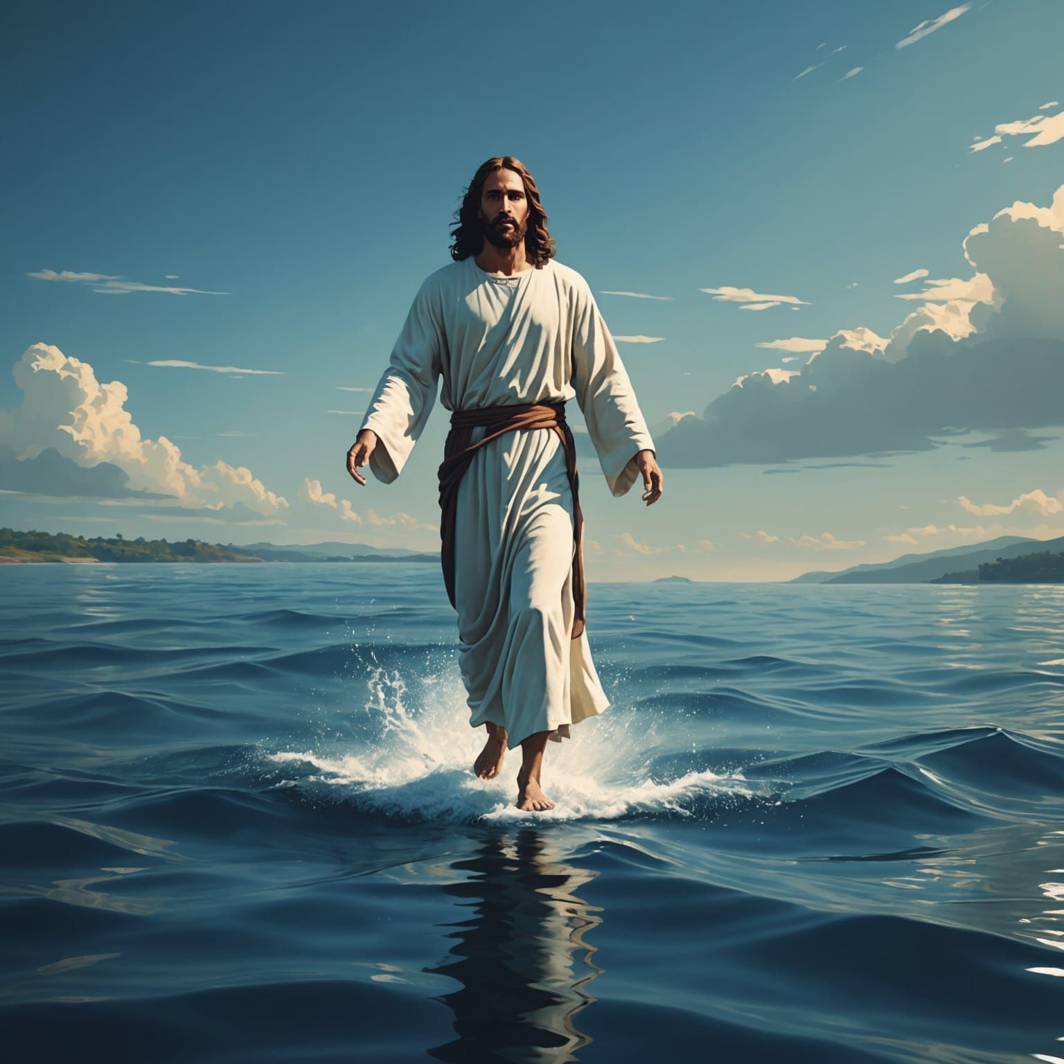 Jesus Christ Miraculously Walking on Water