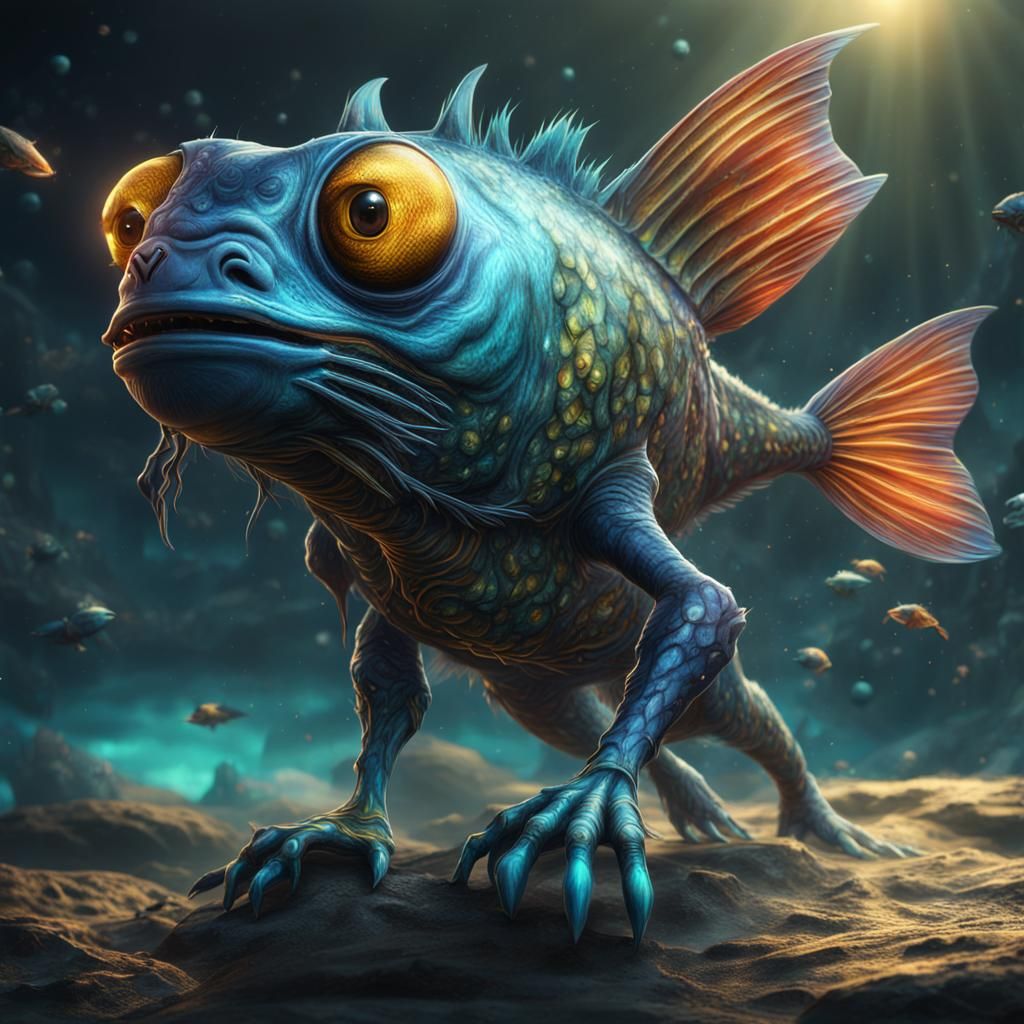 Exotic Alien Hybrid: Cat and Fish Fantasy Art