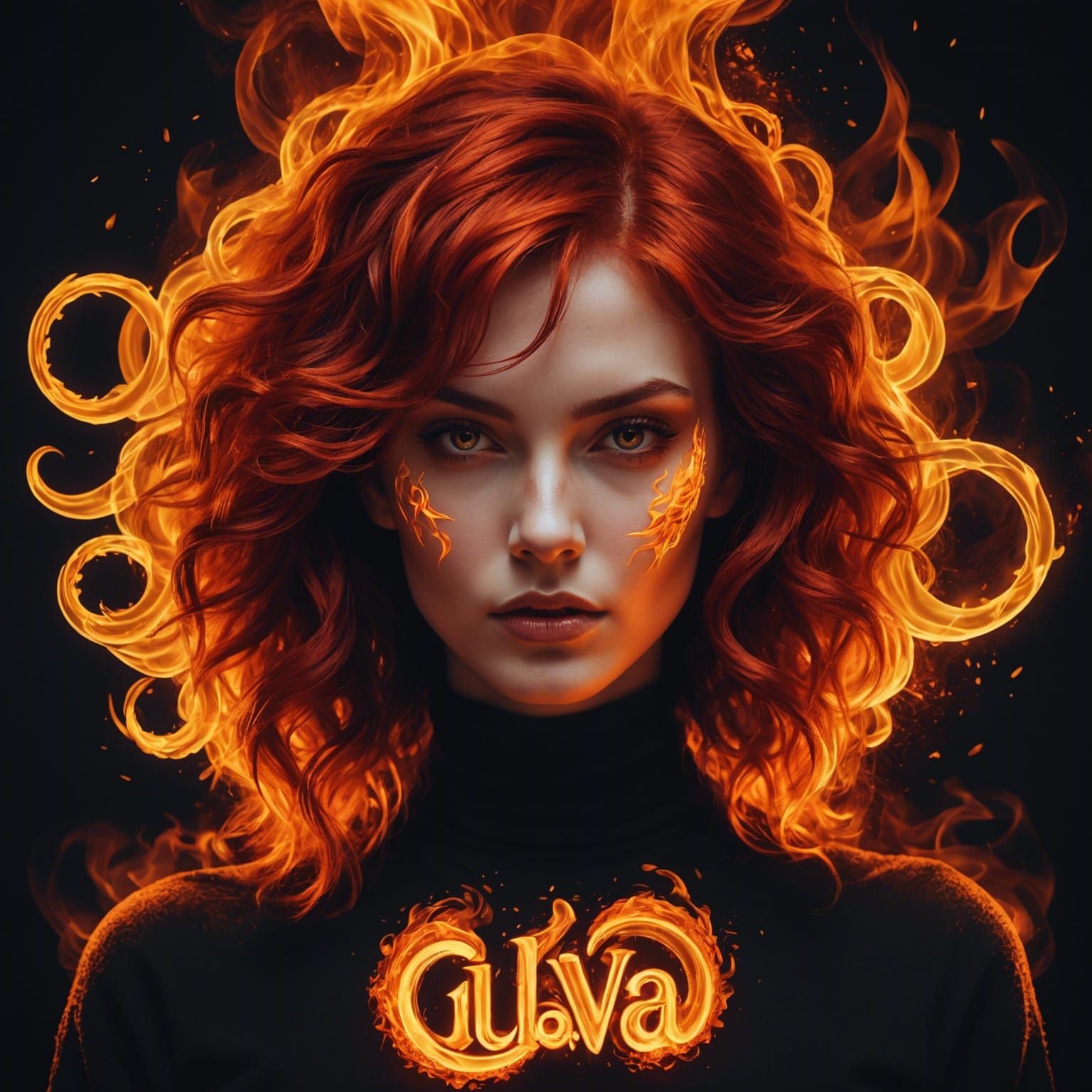 Fiery Woman Typography Design in HDR