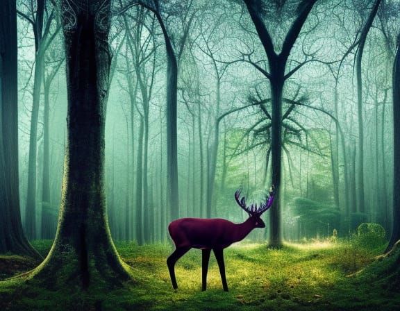 Mystical Forest Deer in Hyperrealistic Style