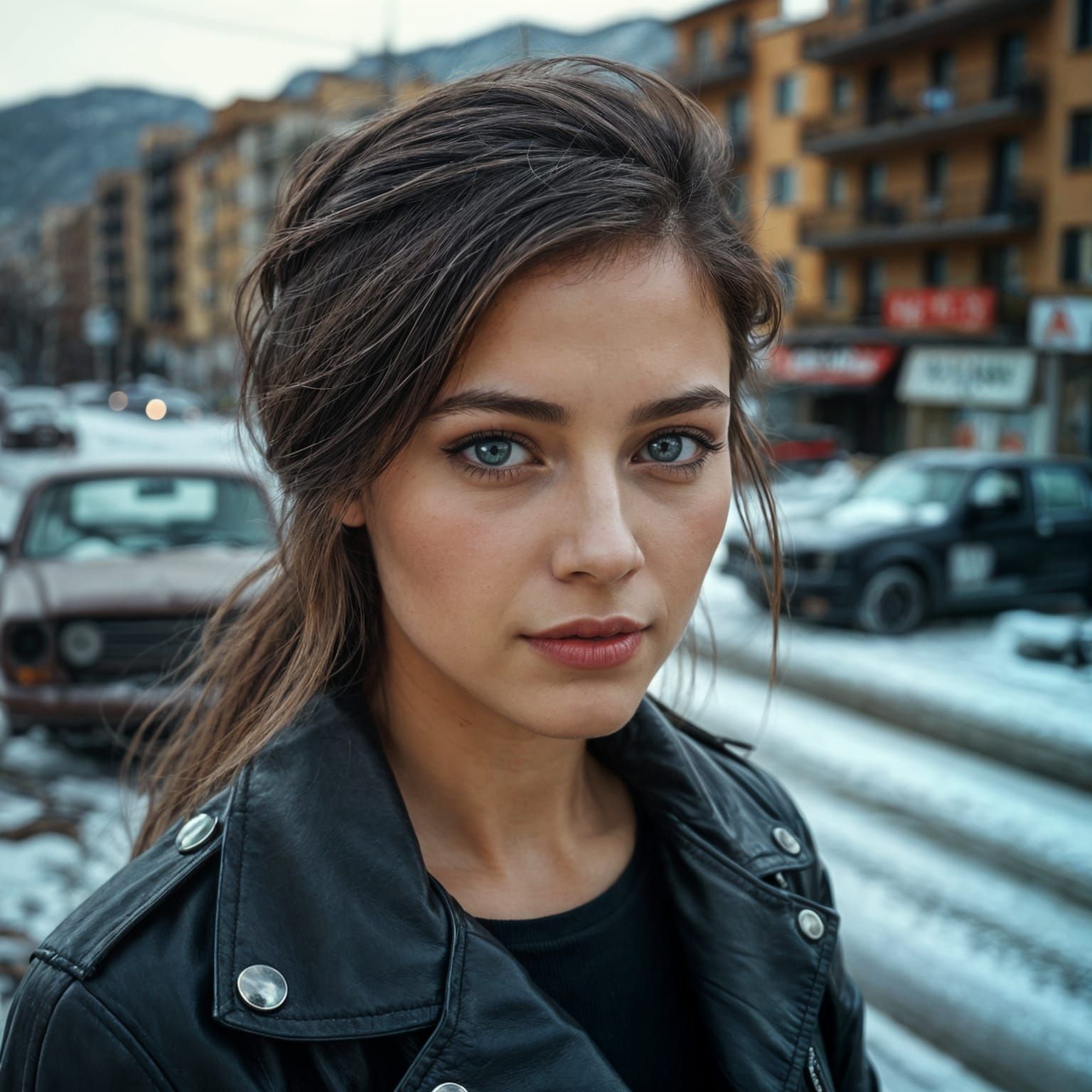 Cyberpunk Winter Cityscape