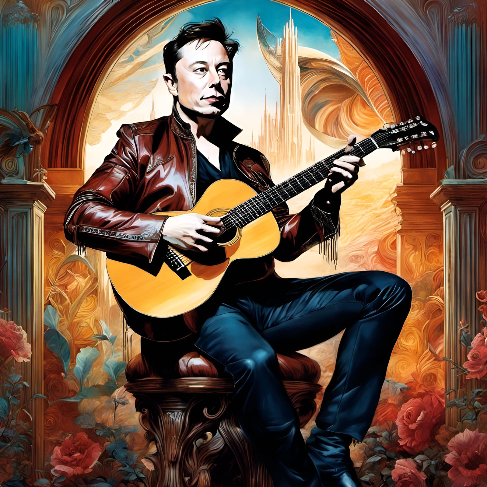 Renaissance Man Plays Guitar: A Digital Portrait