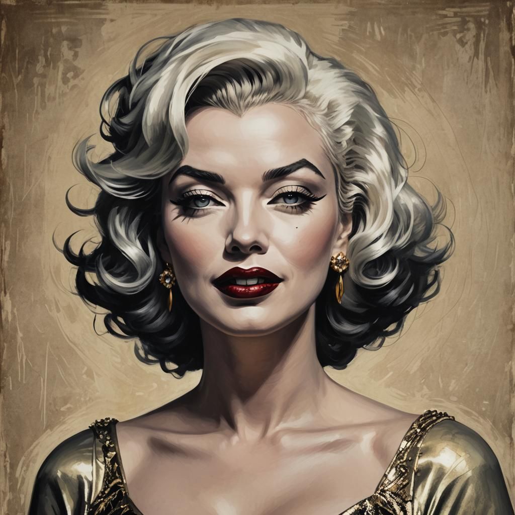 Dark Marilyn Monroe Supervillain in Hyperrealistic Style