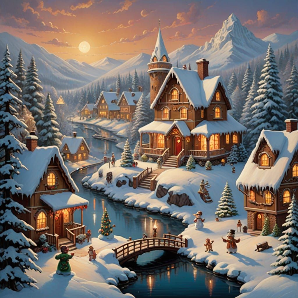 Vintage Gingerbread Still Life in Warm Winter Wonderland