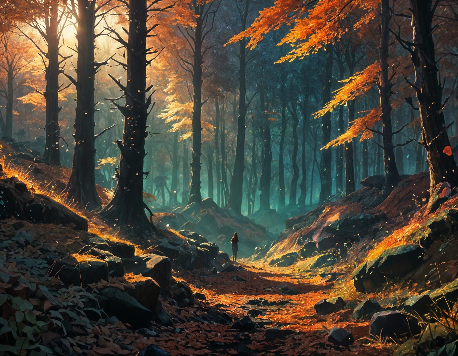 Princess Mononoke Autumn Forest in Studio Ghibli Style