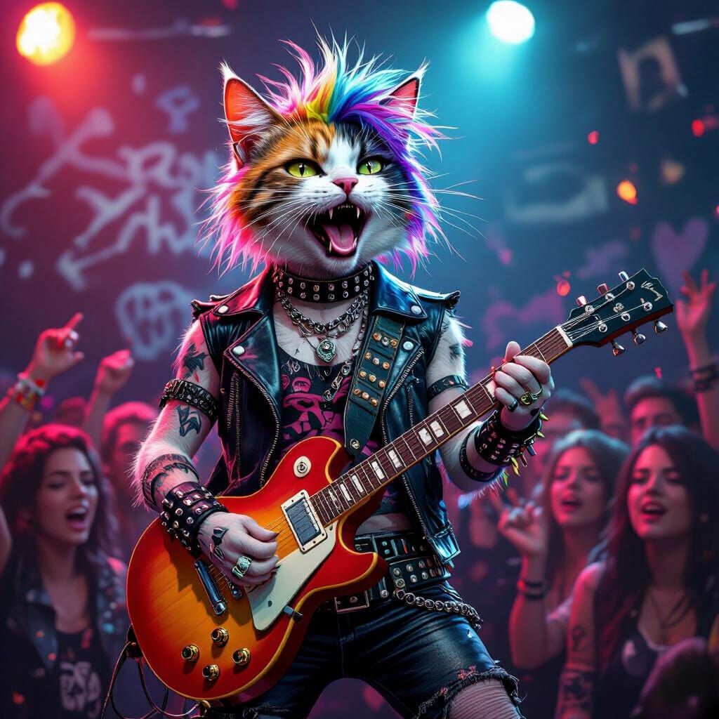 Punk Rock Cat Belts Out a Song on Stage