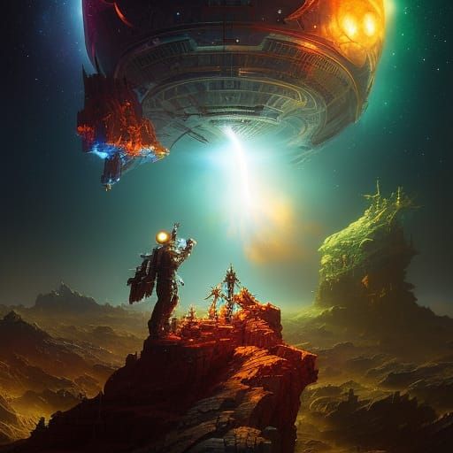 Epic Glass Skull in Space: Digital Art