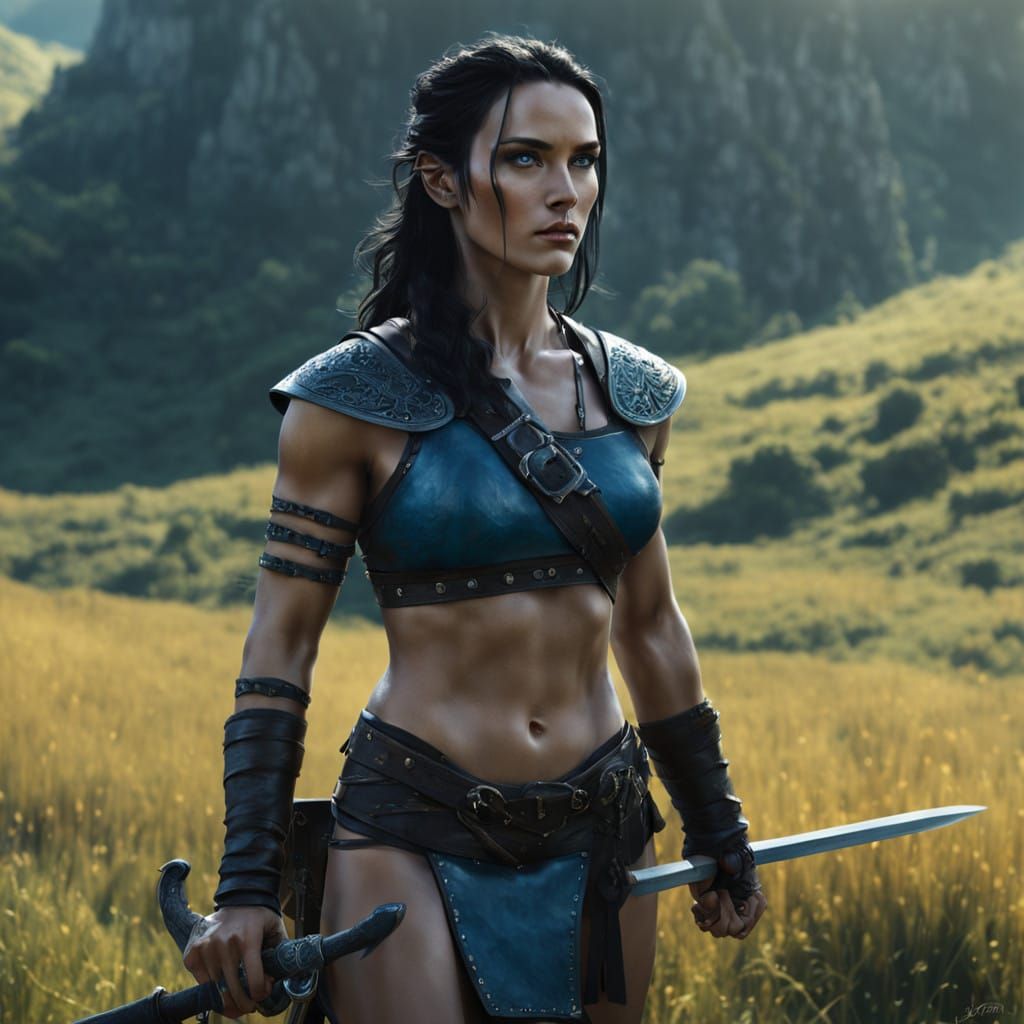 Viking Warrior Woman in Summer Splendor