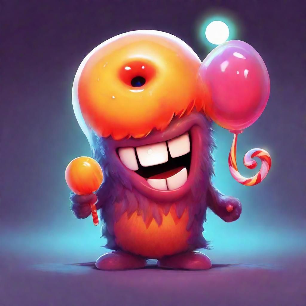 Mischievous Monster Hiding Behind Lollipop: Concept Art