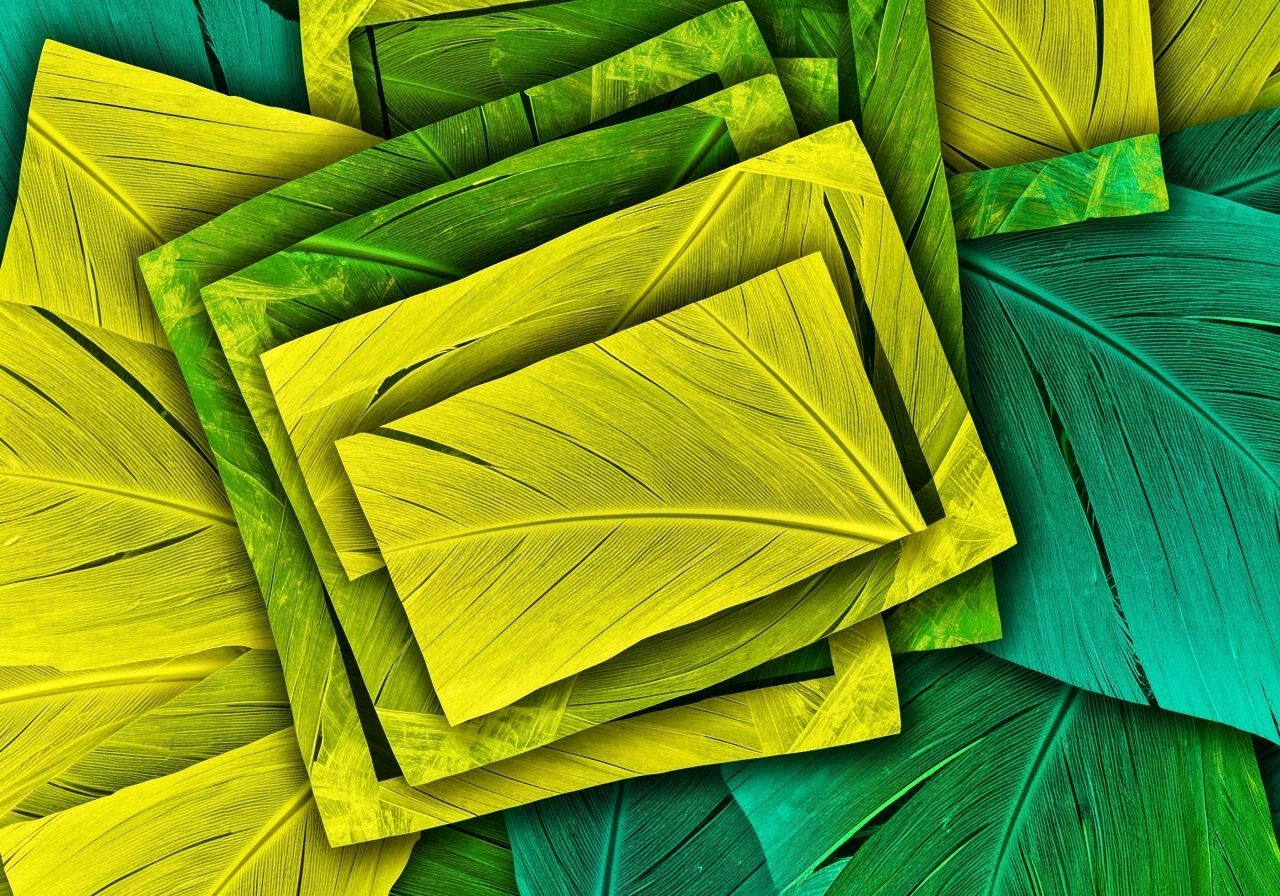 Vibrant Abstract Geometric Art with Feather Textures